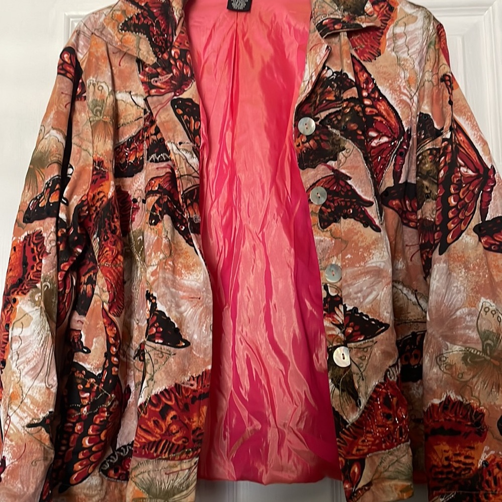 Multiples Butterfly Print Jacket With Beaded And … - image 5